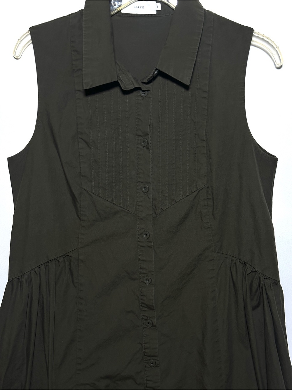 Maye Corinne Sleeveless Midi Dress in Olive Green Size Small